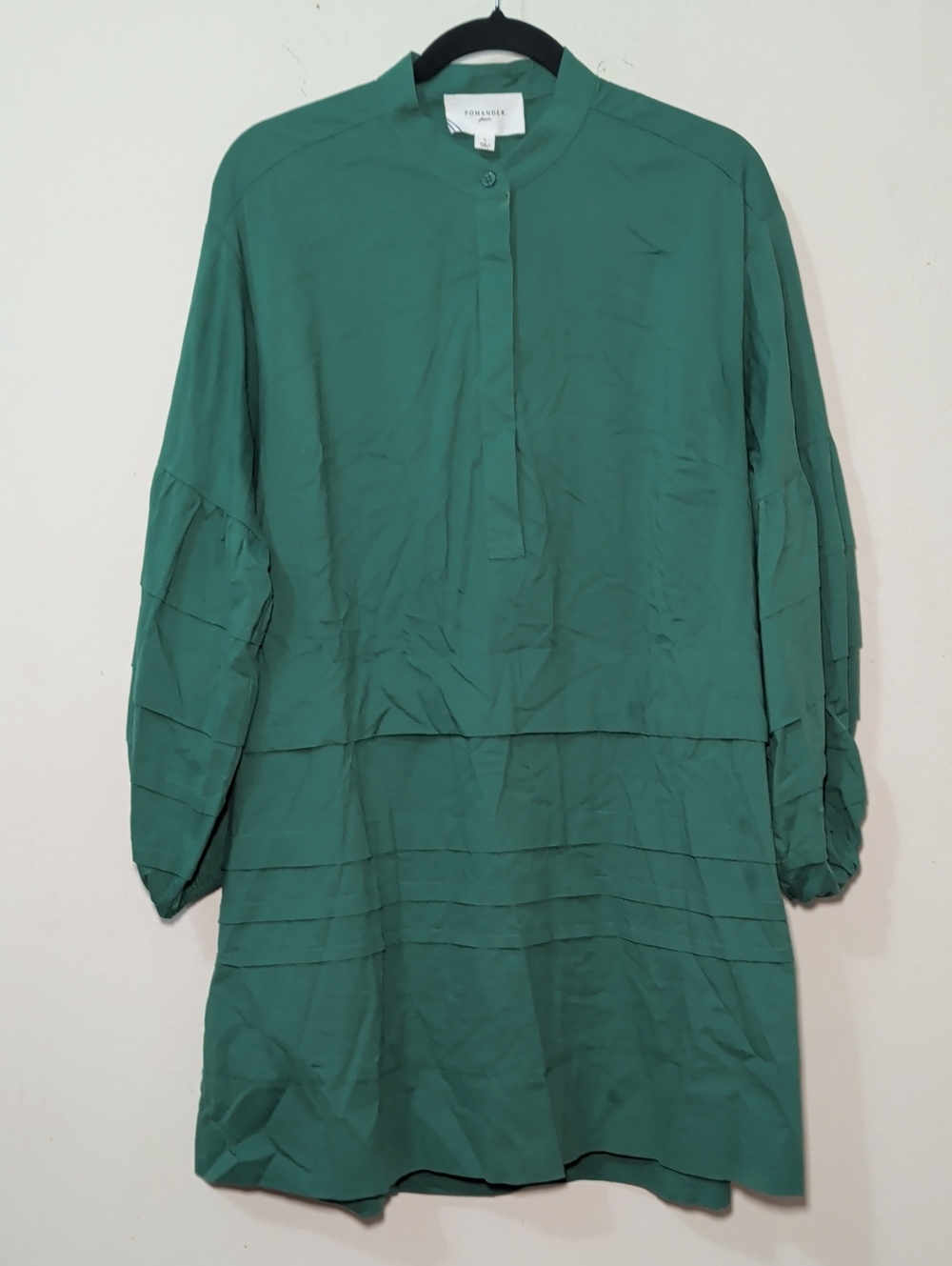 Tuckernuck Pomander Place Chelsea Dress Palm Green Balloon Sleeve Women's Size L